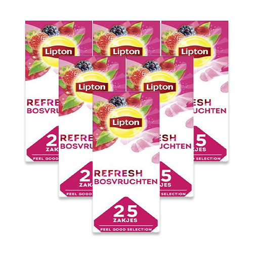 Lipton - Feel Good Selection Zwarte Thee Bosvruchten - 6x 25 zakjes