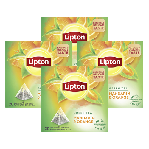 Lipton - Groene Thee Mandarin Orange - 4x 20 zakjes