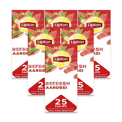 Lipton - Feel Good Selection Zwarte Thee Aardbei - 6x 25 zakjes