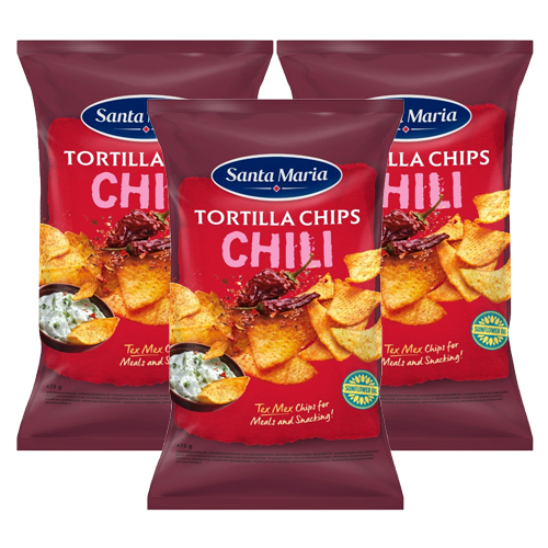 Santa Maria - Tortilla Chips Chili - 3x 475g