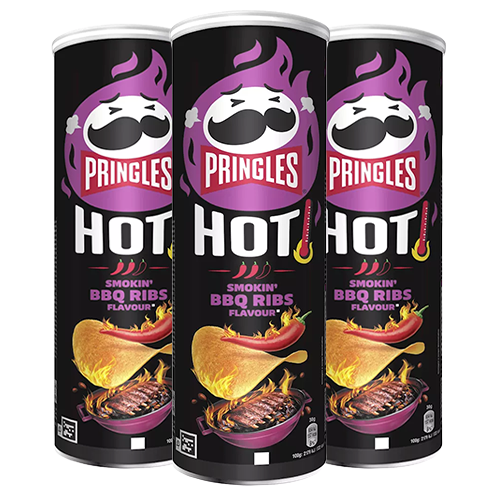 Pringles - HOT Smokin&apos; BBQ Ribs Flavour - 3x 165g