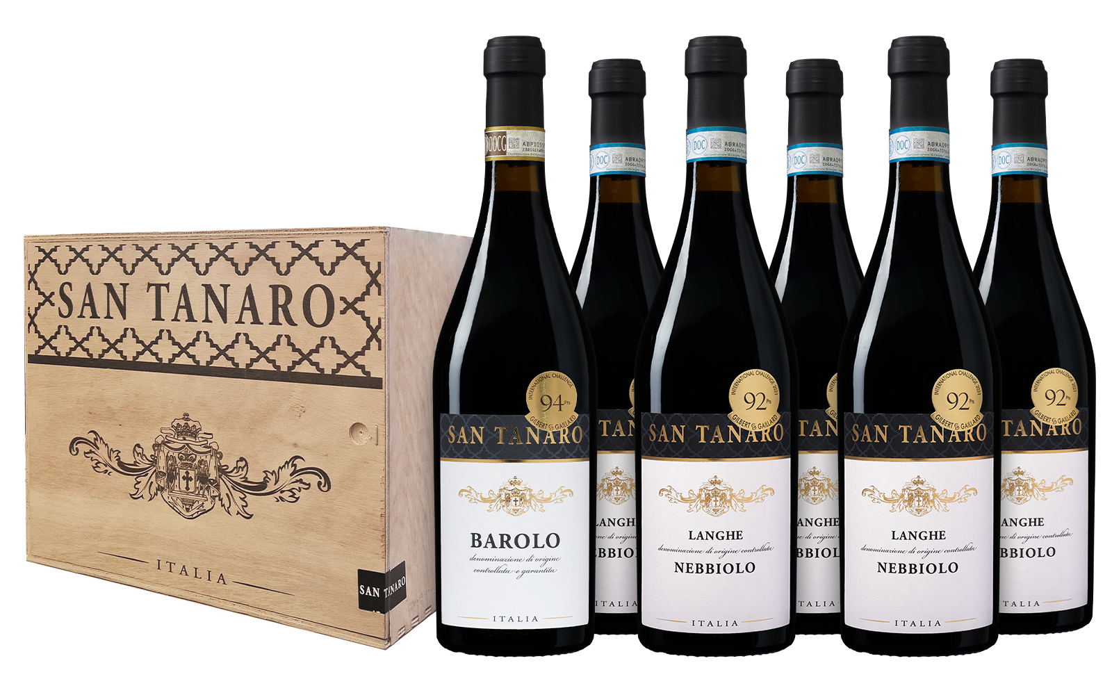 Wijnvoordeel San Tanaro Wijnkist (5 x Nebbiolo & 1 x Barolo) - Rood