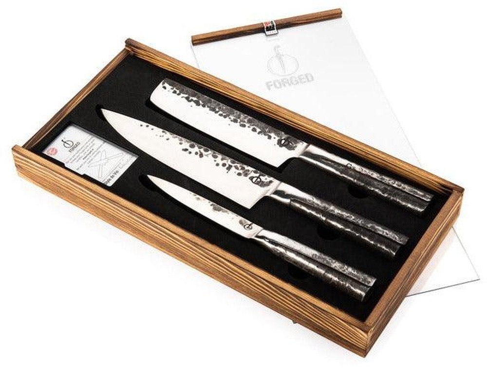 Forged Intense Messenset 3pcs - Koksmes+Hakbijl+Huishoudmes | Keukenmessen | 8718719304587 - Silver
