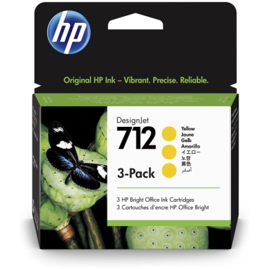 HP HP 712 Inktpatroon geel 3-pack 3ED79A Replace: N/A