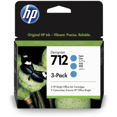 HP HP 712 Inktpatroon cyaan 3-pack 3ED77A Replace: N/A