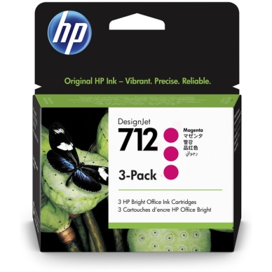 HP HP 712 Inktpatroon magenta 3-pack 3ED78A Replace: N/A