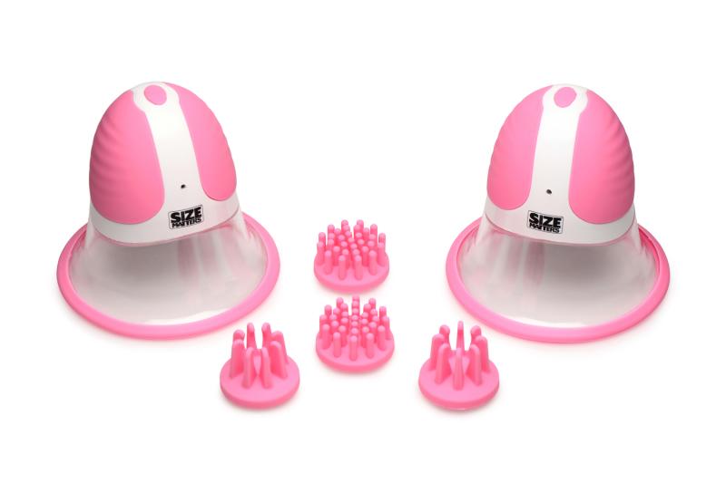 SIZE MATTERS - Roterende Tepelzuigers - 4 Opzetstukken - Roze