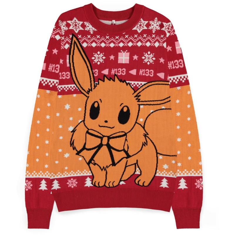 Difuzed Pokémon - Eevee Christmas Jumper (Red & Orange)