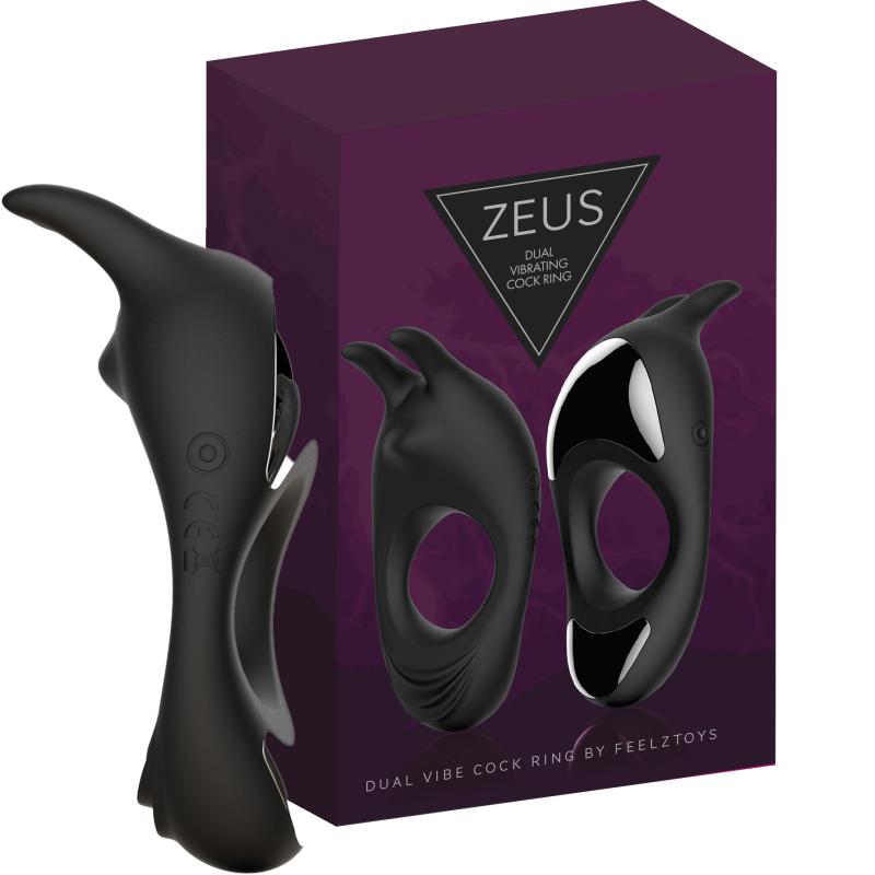 Feelz Toys FeelzToys - Zeus Dual Vibe Cock Ring Black