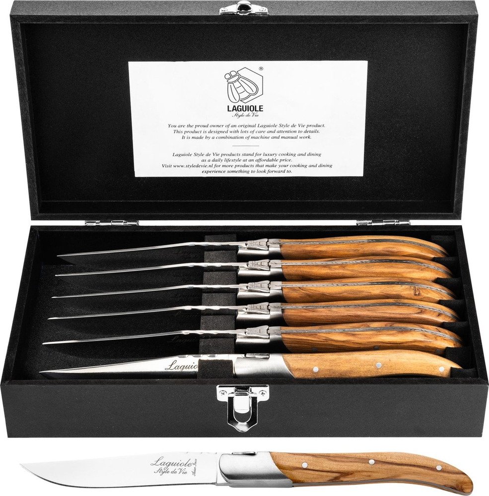 Laguiole Luxury Line Steakmes Set 6 Olijfhout | Keukenmessen | 8718719300039