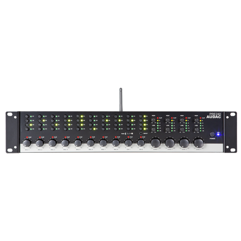 Audac PRE240 12-kanaals 4 zonemixer met BT