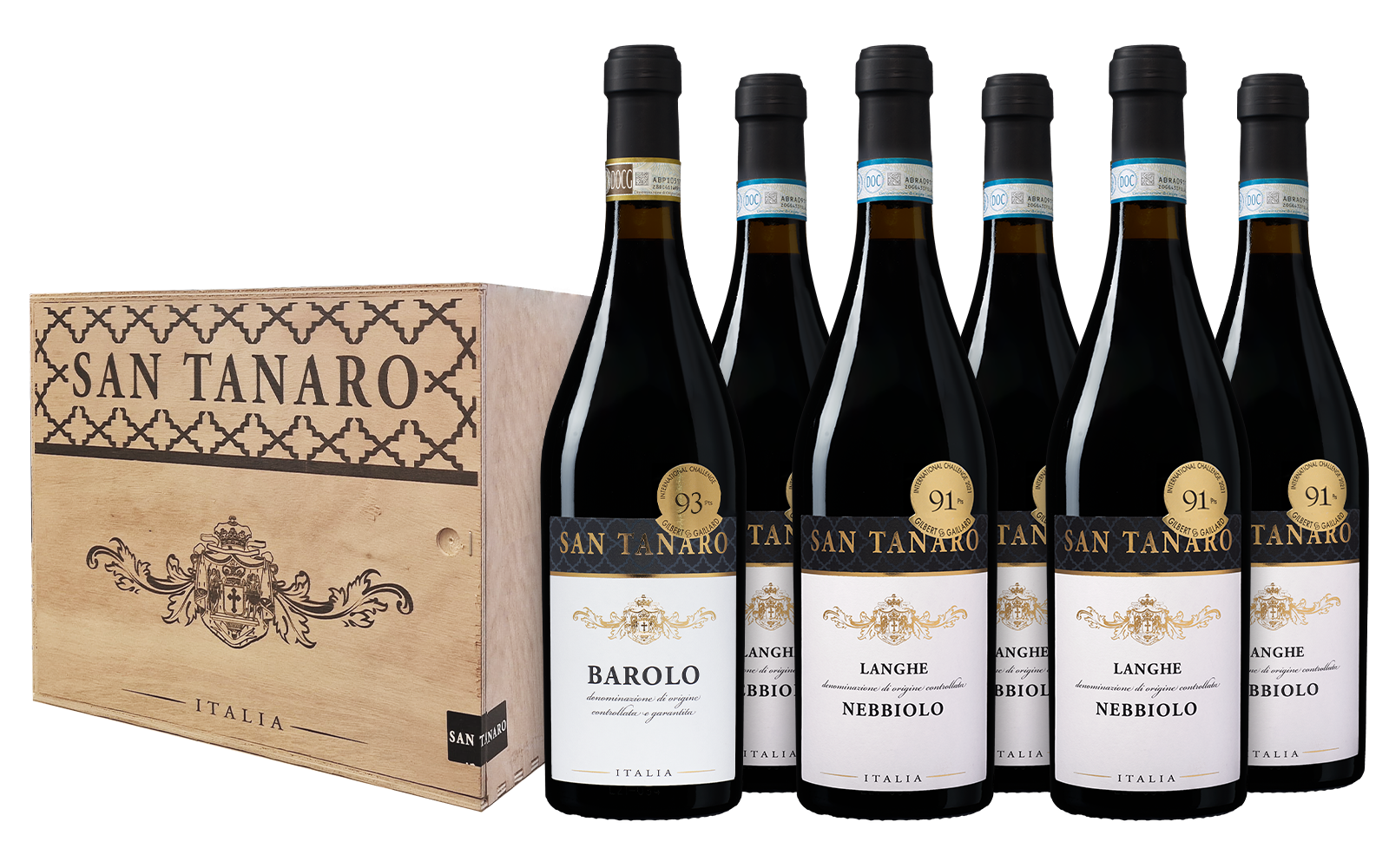 Wijnvoordeel San Tanaro Wijnkist (5 x Nebbiolo & 1 x Barolo) - Rood