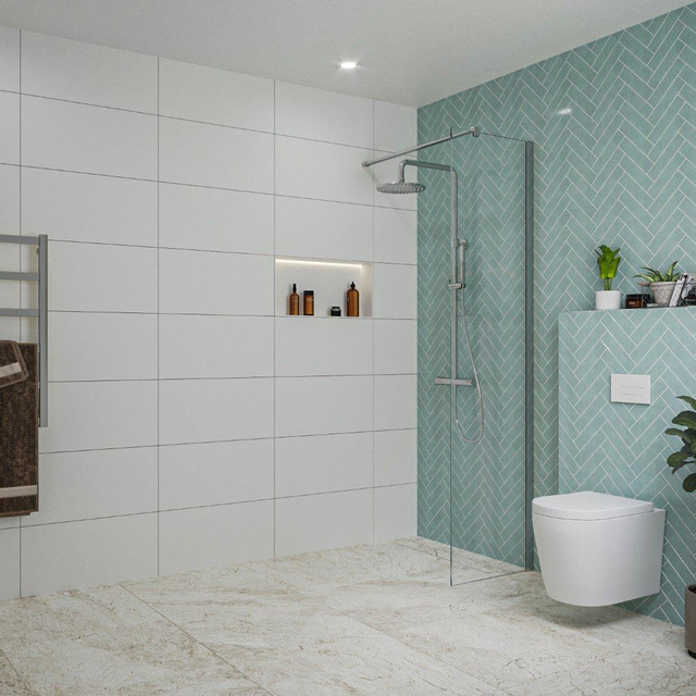 Fortifura Galeria inloopdouche - 40x200cm - helder glas - wandarm - chroom SW797911/SW797904