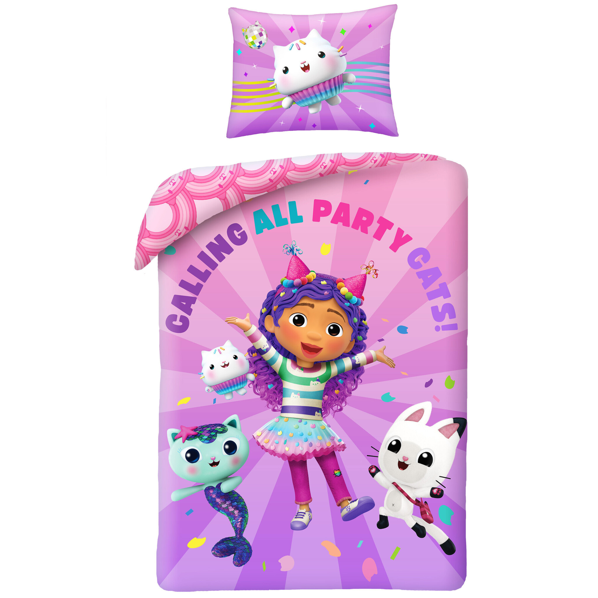 Dekbedovertrek, Party Cats - 140 x 200 + 70 x 90 cm - Polyester