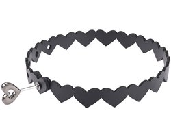 Sex & Mischief - Kunstleren hartjeshalsband met slot