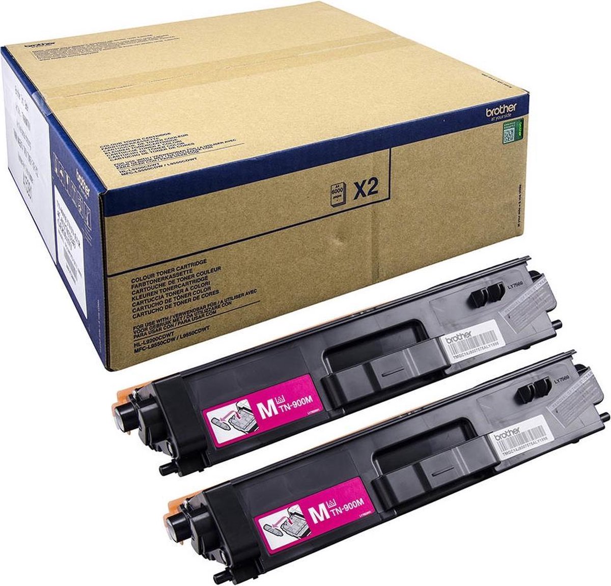 Brother TN-900MTWIN tonercartridge Origineel 2 stuk(s) - Magenta