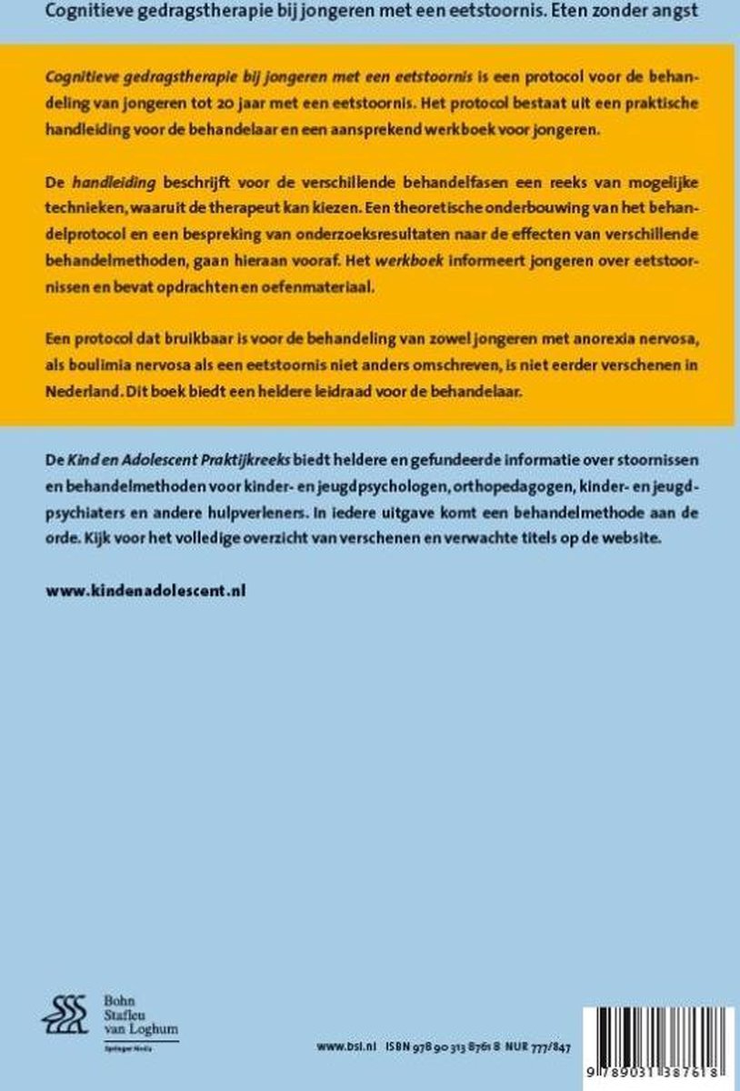 Bohn Stafleu Van Loghum Cognitieve gedragstherapie bij jongeren met een eetstoornis