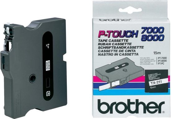 Brother TX-211 - 6mm - black on white for PT-7000 / PT-8000 / PT-PC