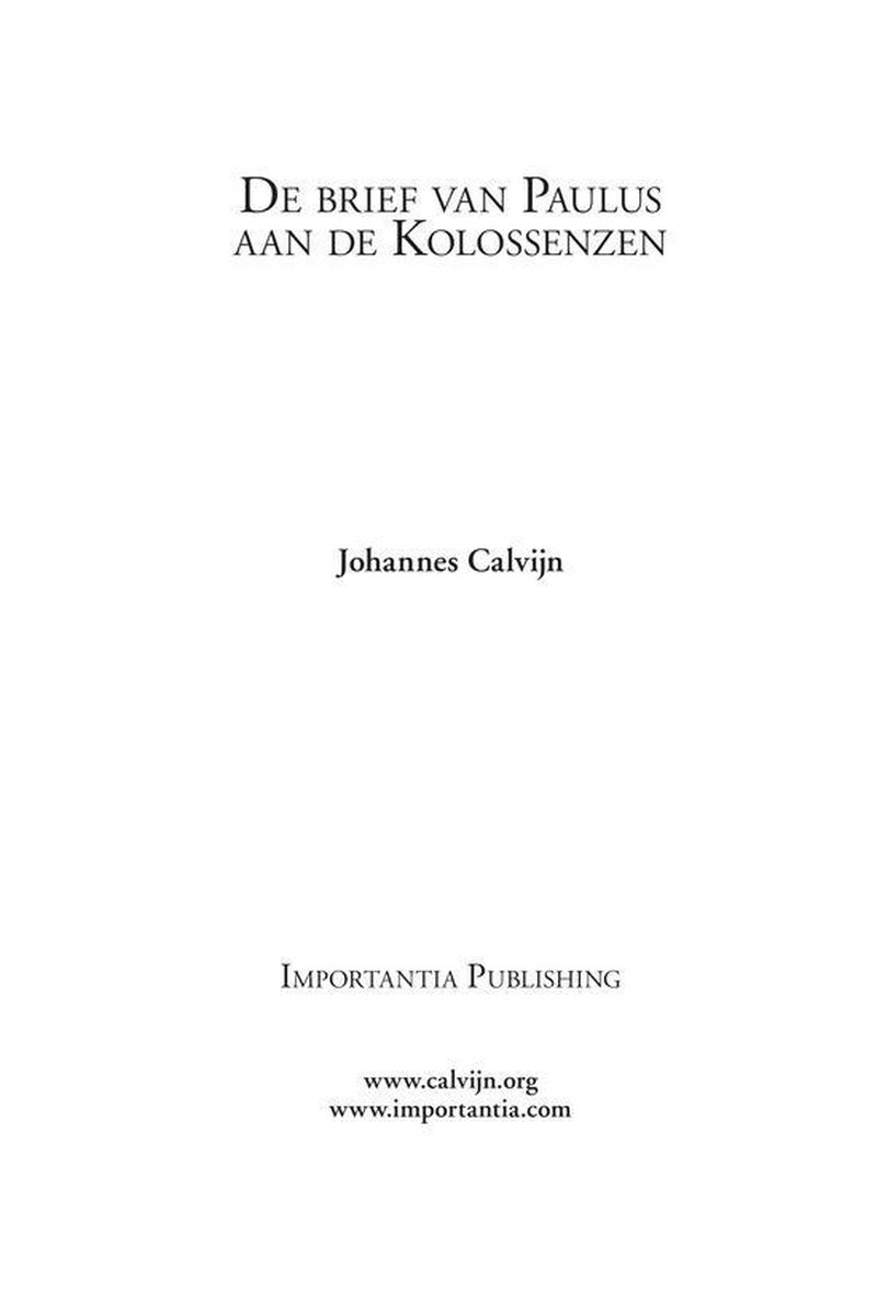 Importantia Publishing De brief van Paulus aan de kolossenzen