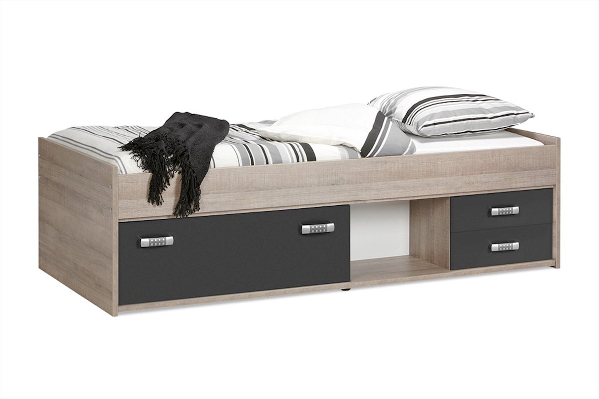 Beter Bed Kajuitbed Pep - 90 x 200 cm - eiken/antraciet