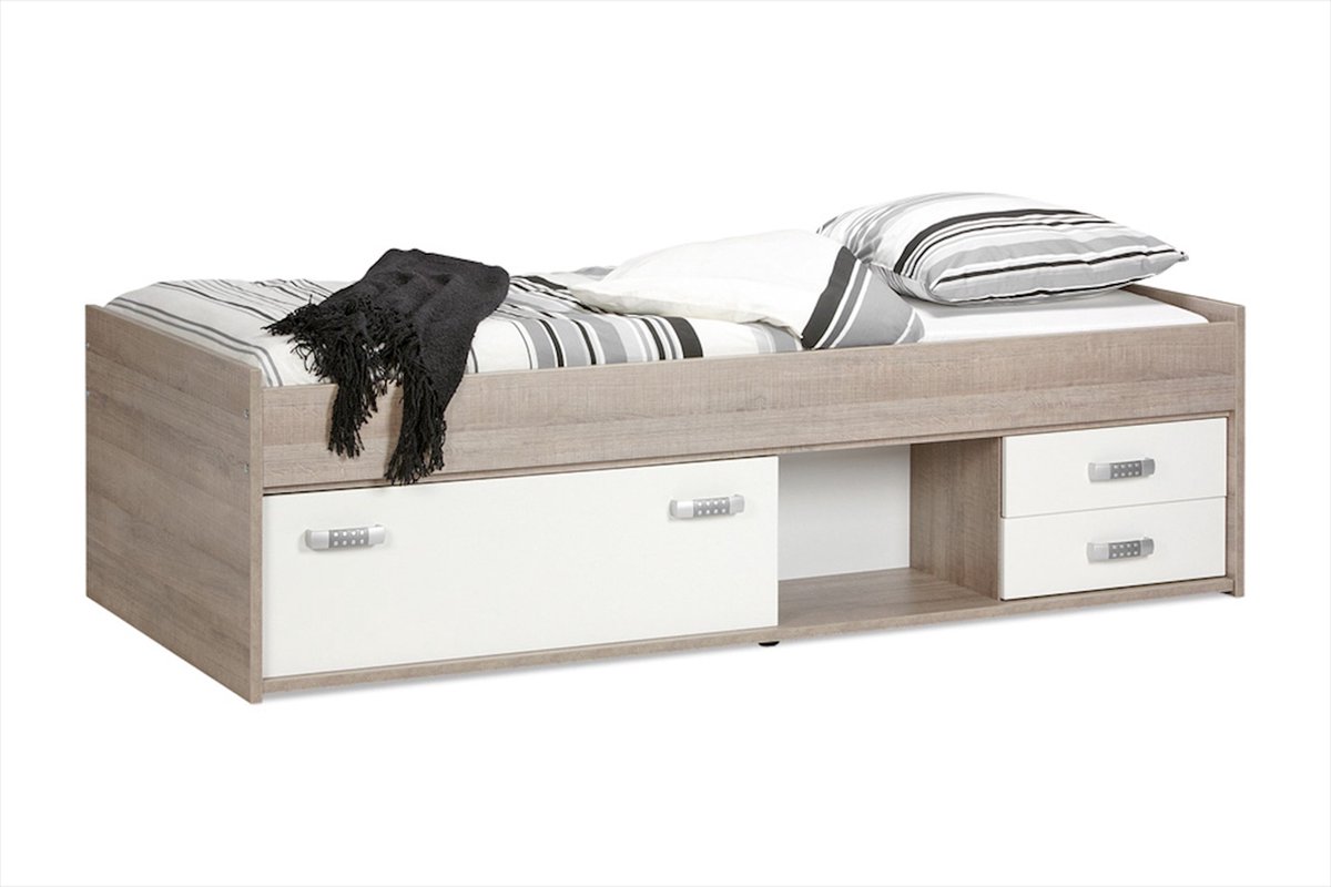 Beter Bed Kajuitbed Pep - 90 x 200 cm - eiken/wit