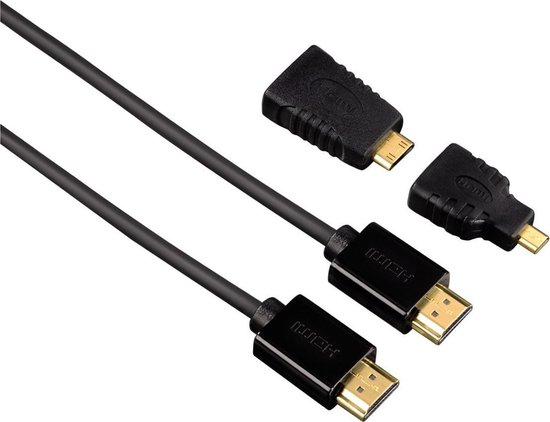 Hama HDMI-kabel 1,5m UHD 3 sterren High Speed + HDMI-adapter