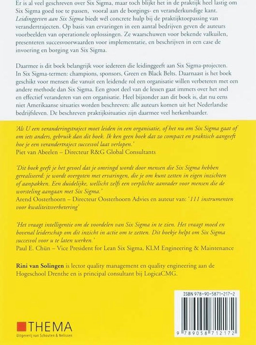 Uitgeverij Thema Leidinggeven aan Six Sigma