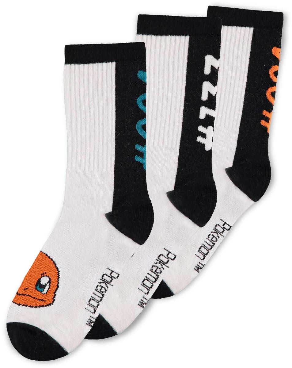 Difuzed Pokémon - White Sport Socks (3Pack)