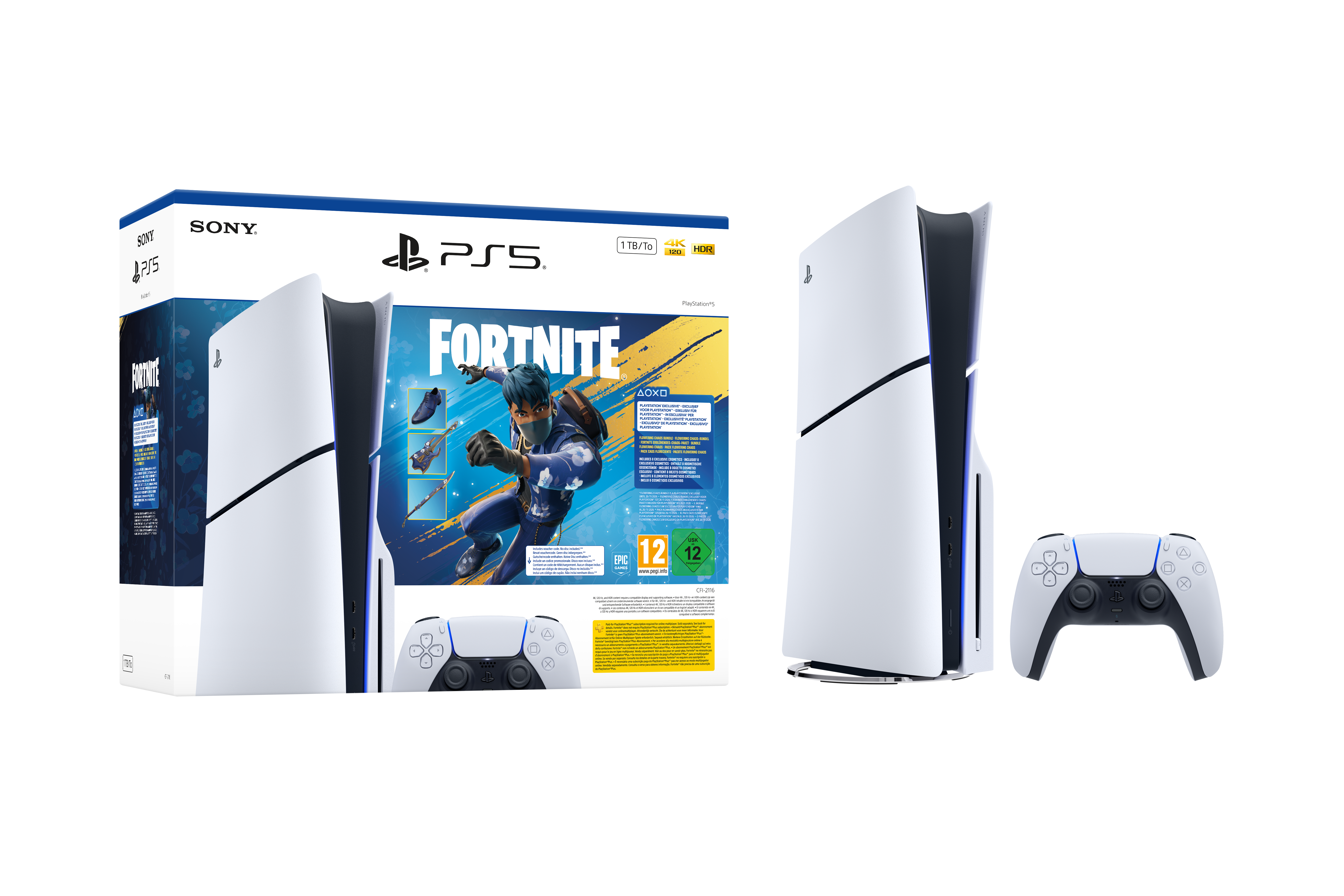Sony PlayStation 5 (1TB) Disc Edition (SLIM VERSION) + Fortnite Flowering Chaos Bundle