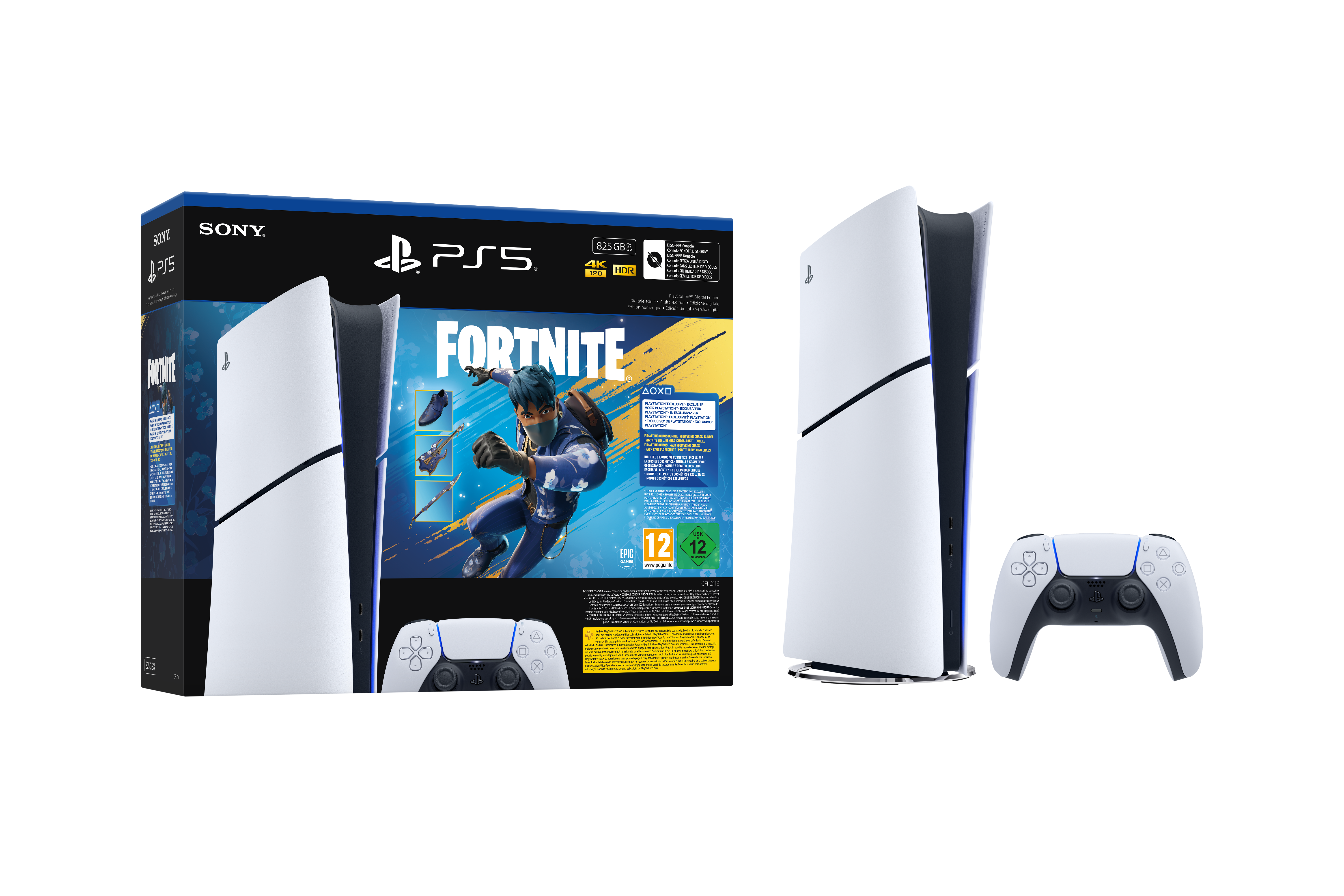 Sony PlayStation 5 (825GB) Digital Edition (SLIM VERSION) + Fortnite Flowering Chaos Bundle