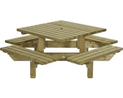 Talen Buitenmeubelen Picknicktafel vierkant 195x195 cm - - Groen