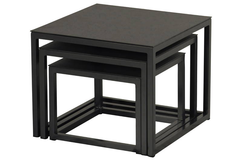 Hartman Biarritz Sqr Coffee tafel Set 3 tafeltjes Hartman - Hartman - Zwart