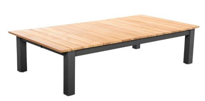 Midori coffee tafel 140x75cm aluminium dark grey teak Yoi - Yoi - Grijs