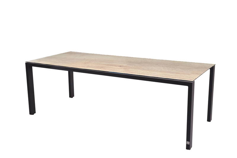 4SO Goa Tafelframe Antracite Met HPL Tafelblad Teak Pattern 220 x 95 cm 4SO - 4so - Grijs