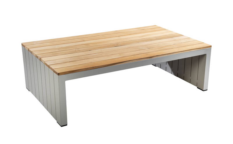 Bango coffee table 140x85 cm aluminium salix/teak Yoi - Yoi