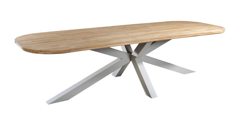 Noas dining table 220x100 cm oval aluminium salix/teak Yoi - Yoi