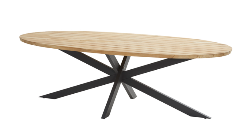 Taste Prado Diningtafel Teak Antracite Ellipse 240 x 115 cm blad met frame Taste 4SO - Taste - Grijs