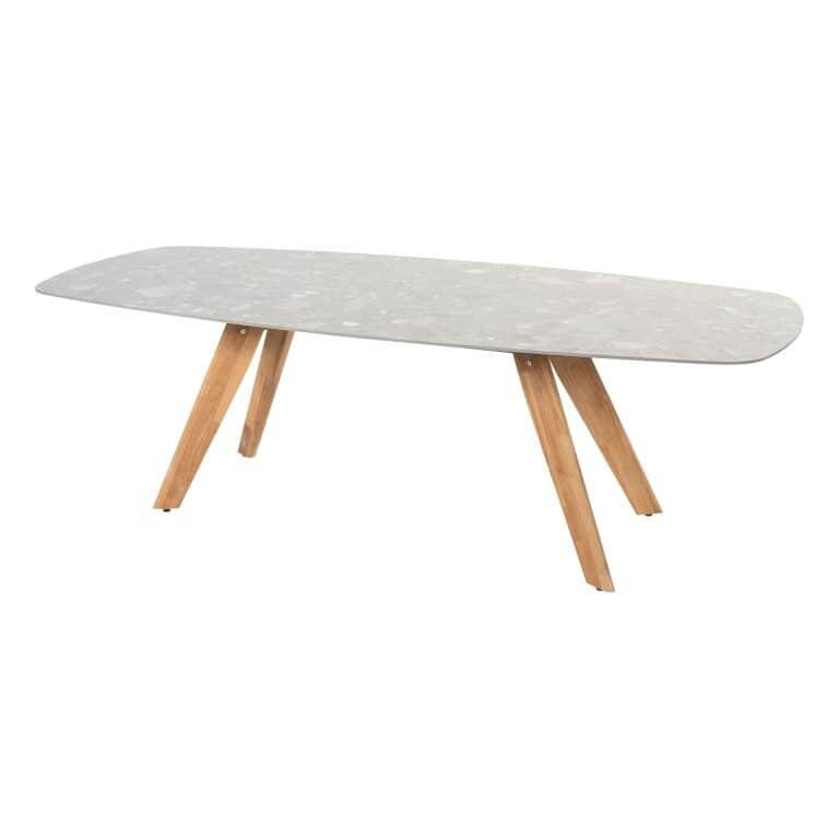 4SO 4SO Montana Tafelframe Teak Met Montana Tafelblad Ceramic Terrazzo 240 x 103 cm - 4so - Grijs