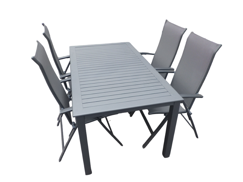SUNS Set van Este tafel 160x90 cm en 4 Lucca stoelen antraciet Suns - Suns - Grijs