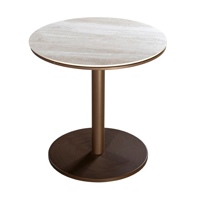 Millor side table dia. 50x50 cm aluminium bronze/travertin Yoi - Yoi - Bruin