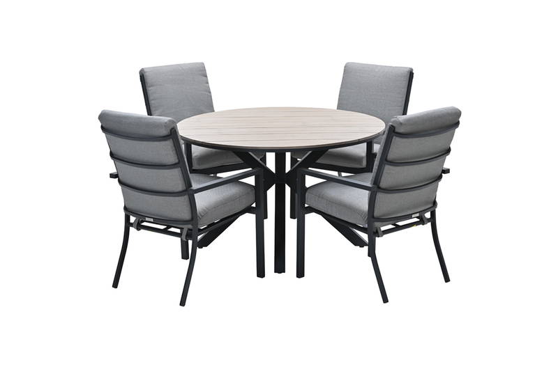 Garden Impressions Edison Tafel Diameter 122 cm Carbon Black Light Teak Garden Impressions - Garden impressions - Zwart