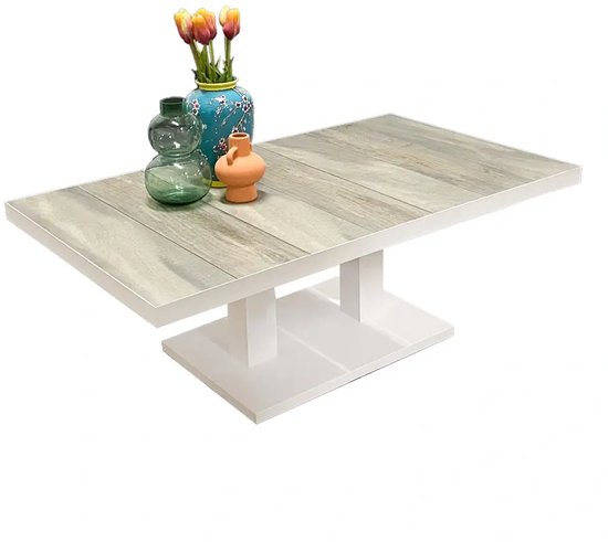 Own Marbella Tuintafel Wit tuinmeubel L130 x B75 x H61/75 cm -