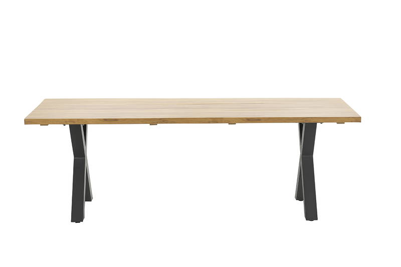 Garden Impressions Zeus dining tafel 220x100 carbon black/teak look/X-stijl Garden Impressions - Garden impressions - Zwart