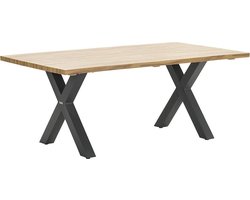 Garden Impressions Zeus dining tafel 220x100 carbon black/teak look/X-stijl - - Zwart