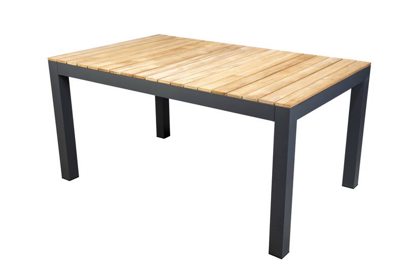 Midori low dining table 148x90 cm aluminium dark grey/teak Yoi - Yoi - Grijs