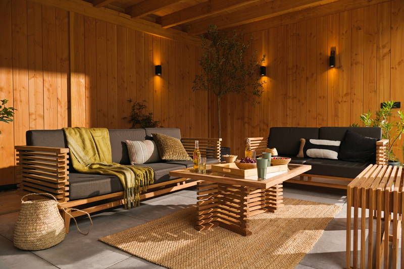 Tuindeco Riverside teak tafel 100x80 cm met glasplaat Tuindeco - Tuindeco