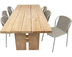 Set van Zen tafel 240x100x75 cm teak en 6 Vedella stoelen (ZA) salix Yoi - Yoi