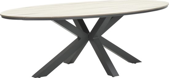 Garden Impressions Edison tafel 220x115xH75 carbon black/light teak polyw - - Zwart