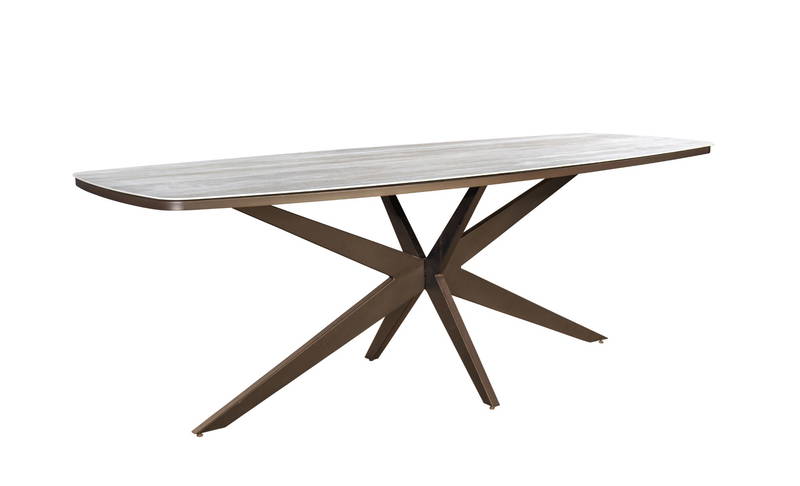 Calma dining table 270x110x75 cm oval aluminium bronze/travertin Yoi - Yoi - Bruin