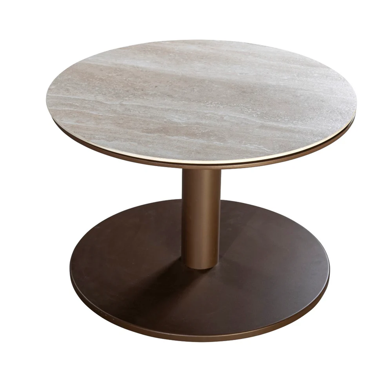 Millor side table dia. 60x45 cm aluminium bronze/travertin Yoi - Yoi - Bruin